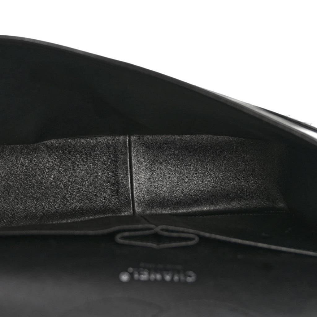 Patent Quilted Jumbo Double Flap Black