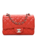Lambskin Quilted Mini Rectangular Flap Red