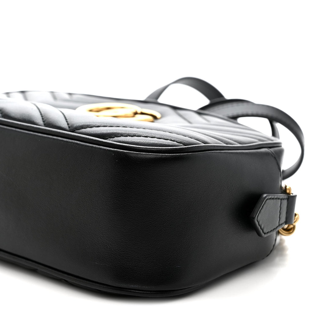 Calfskin Matelasse Small GG Marmont Chain Shoulder Bag Black