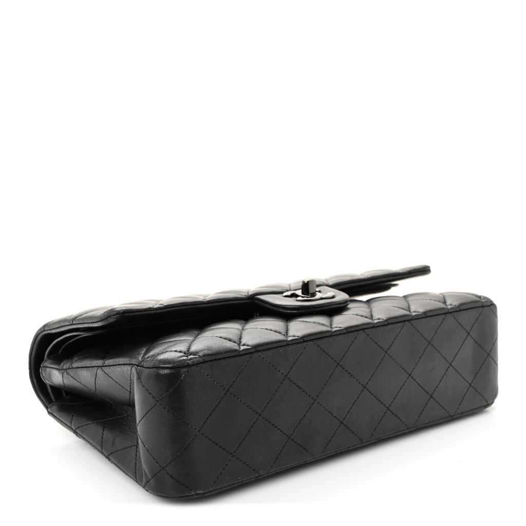 Lambskin Quilted Medium Double Flap So Black