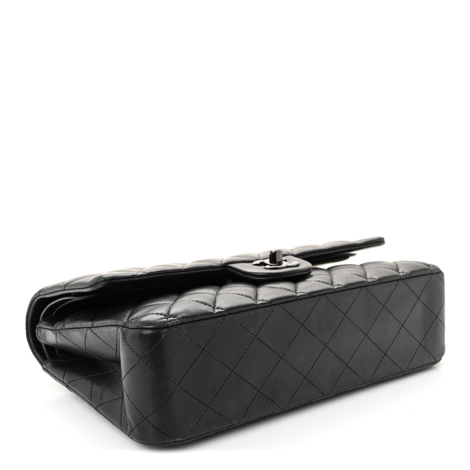 Lambskin Quilted Medium Double Flap So Black