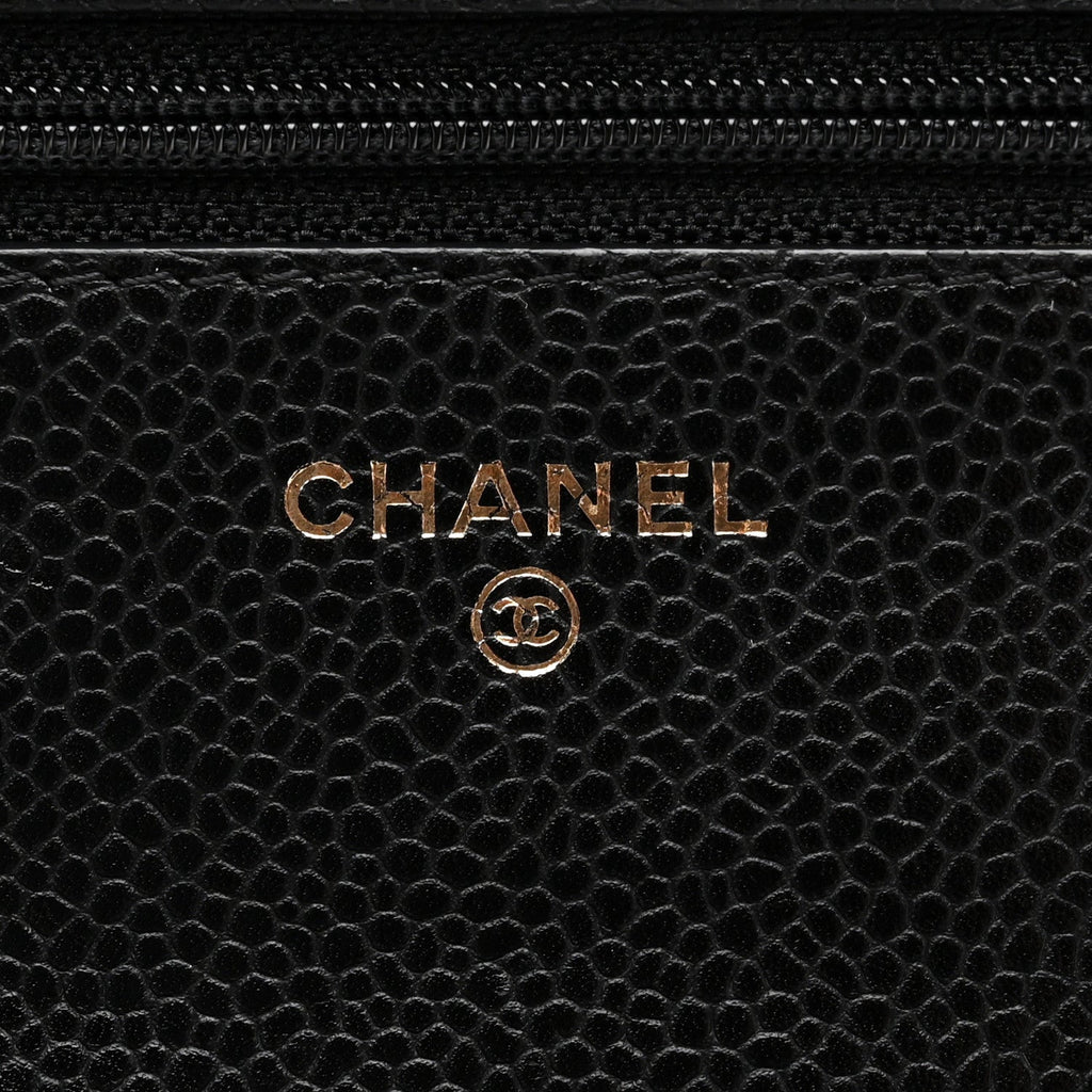 Caviar Quilted Wallet on Chain WOC Black
