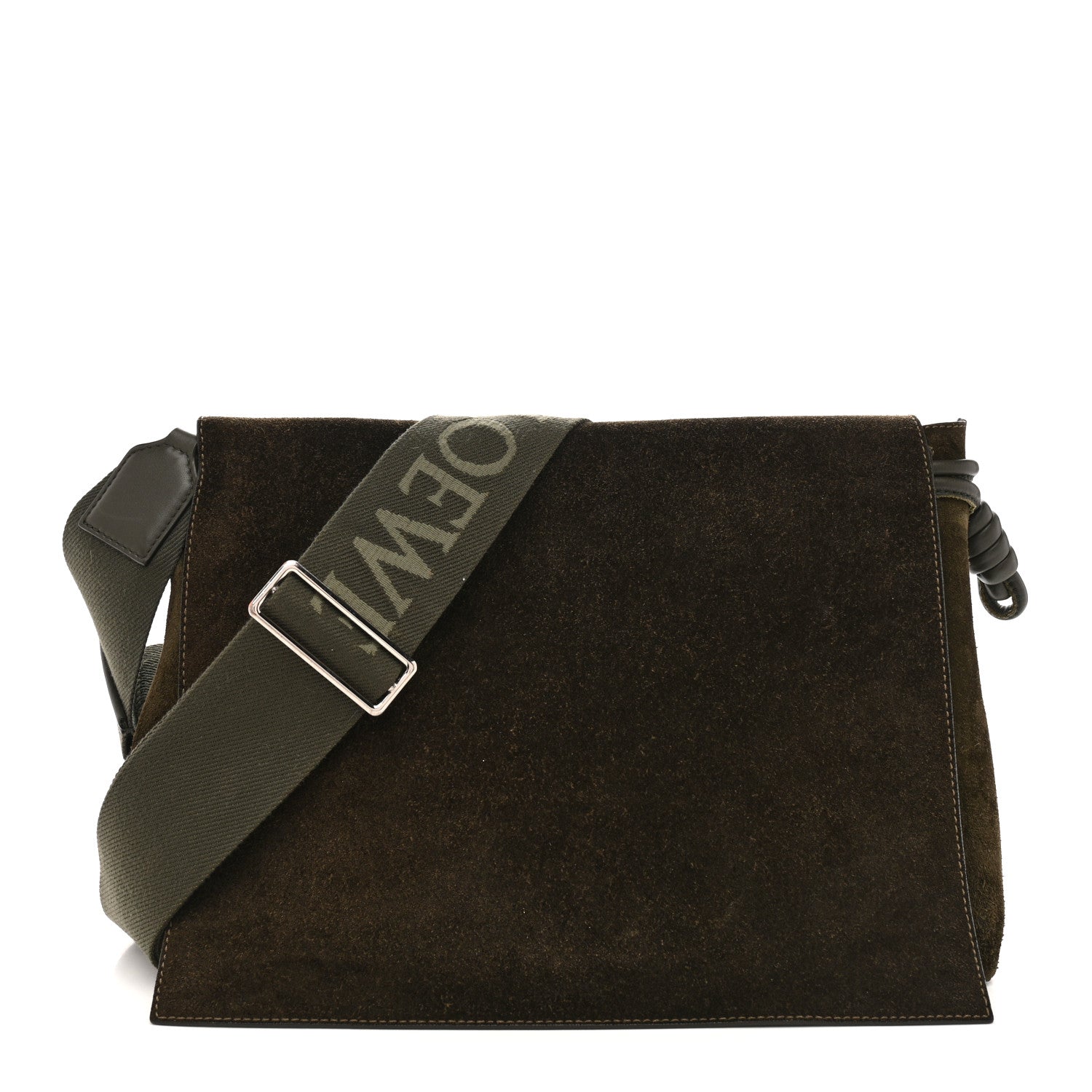 Suede Flamenco Satchel Bottle Green