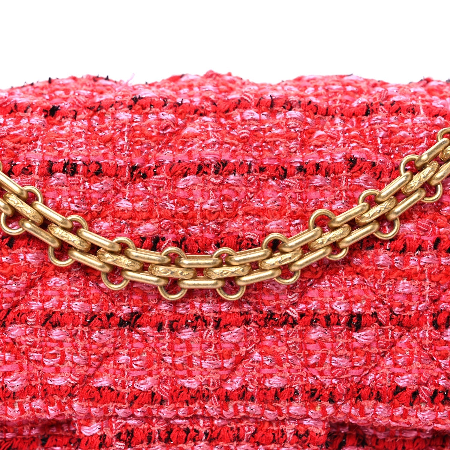 Tweed Quilted Mini 2.55 Reissue Flap Red Ecru Black