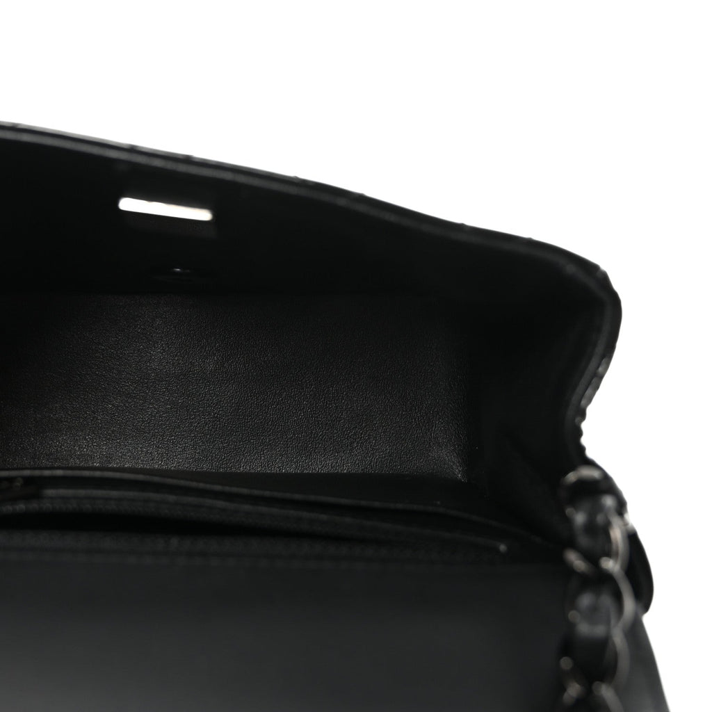 Patent Calfskin Quilted Mini Square Flap So Black