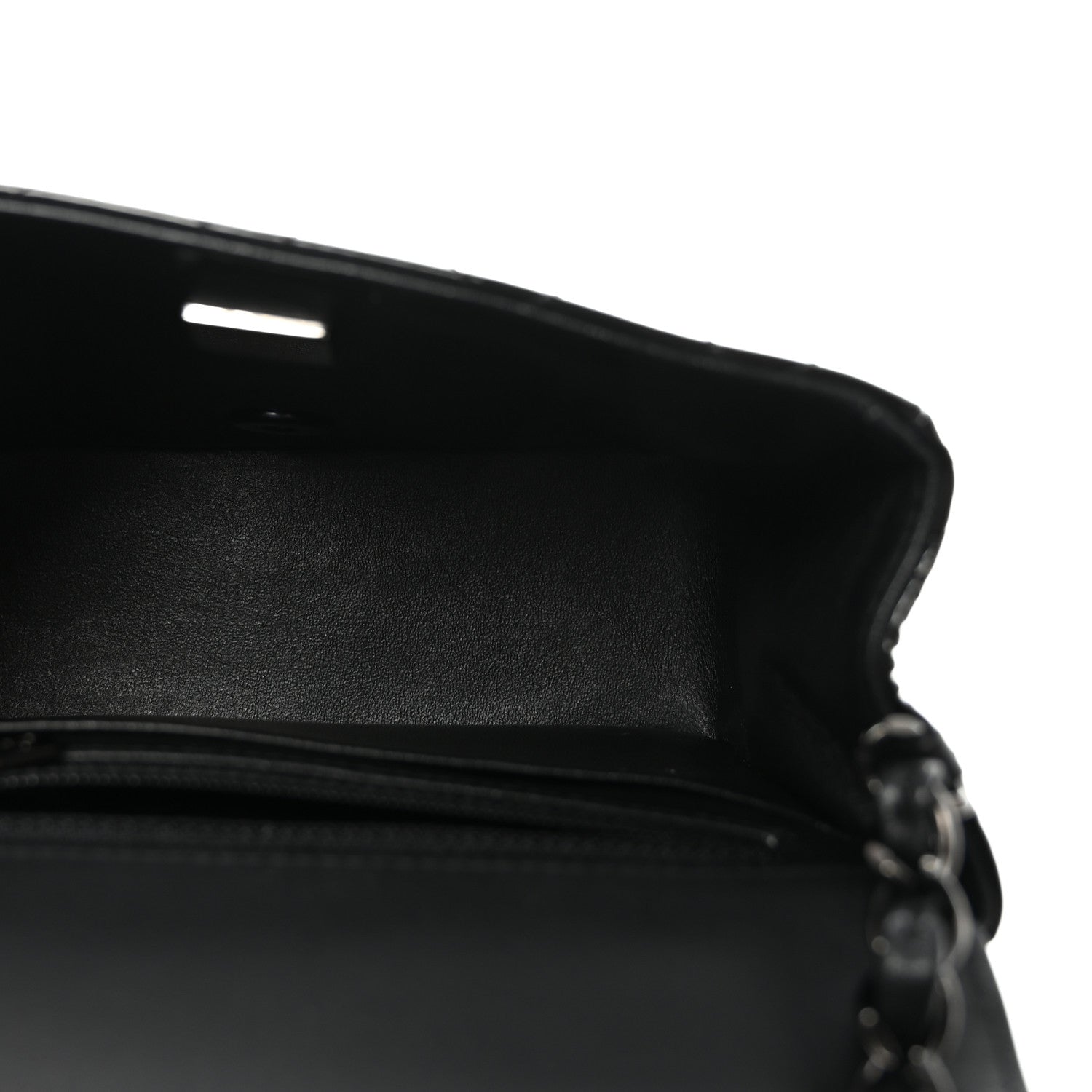 Patent Calfskin Quilted Mini Square Flap So Black
