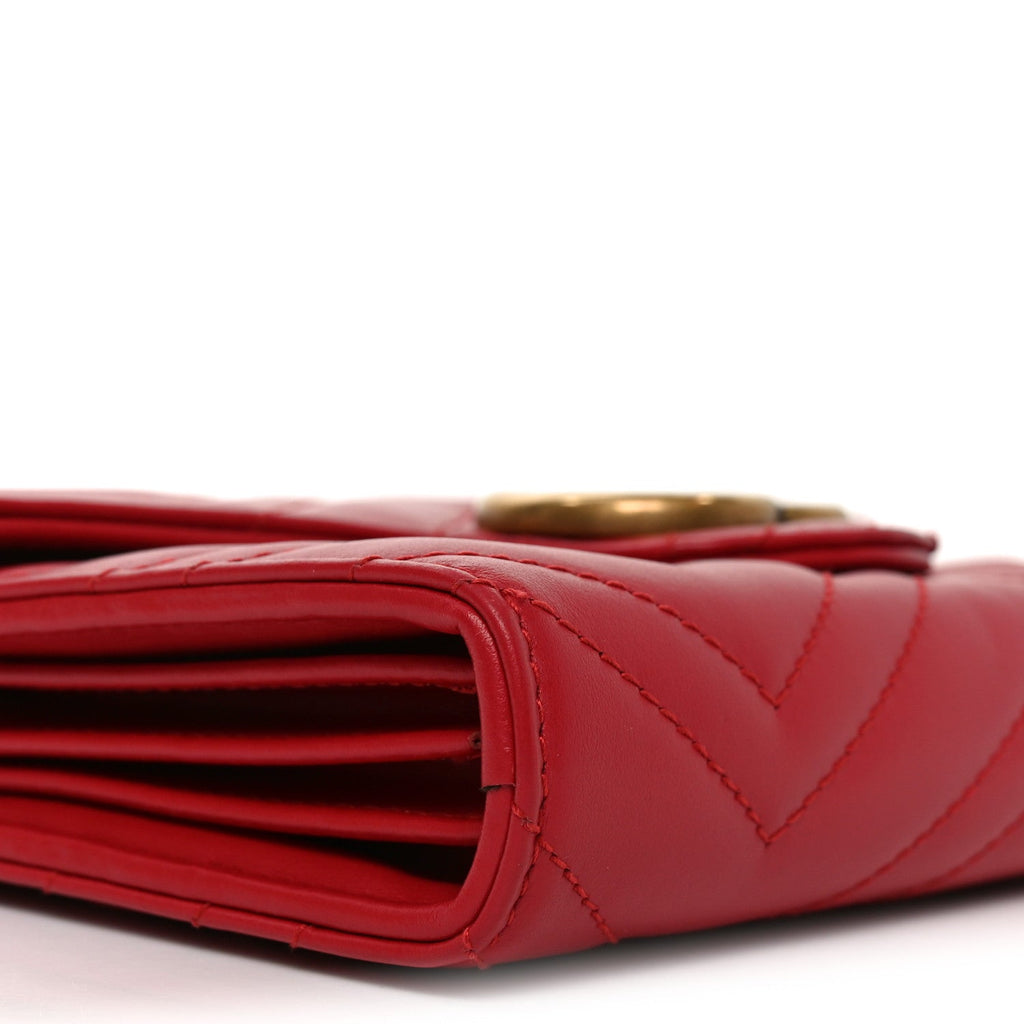 Calfskin Matelasse GG Marmont Chain Wallet Hibiscus Red