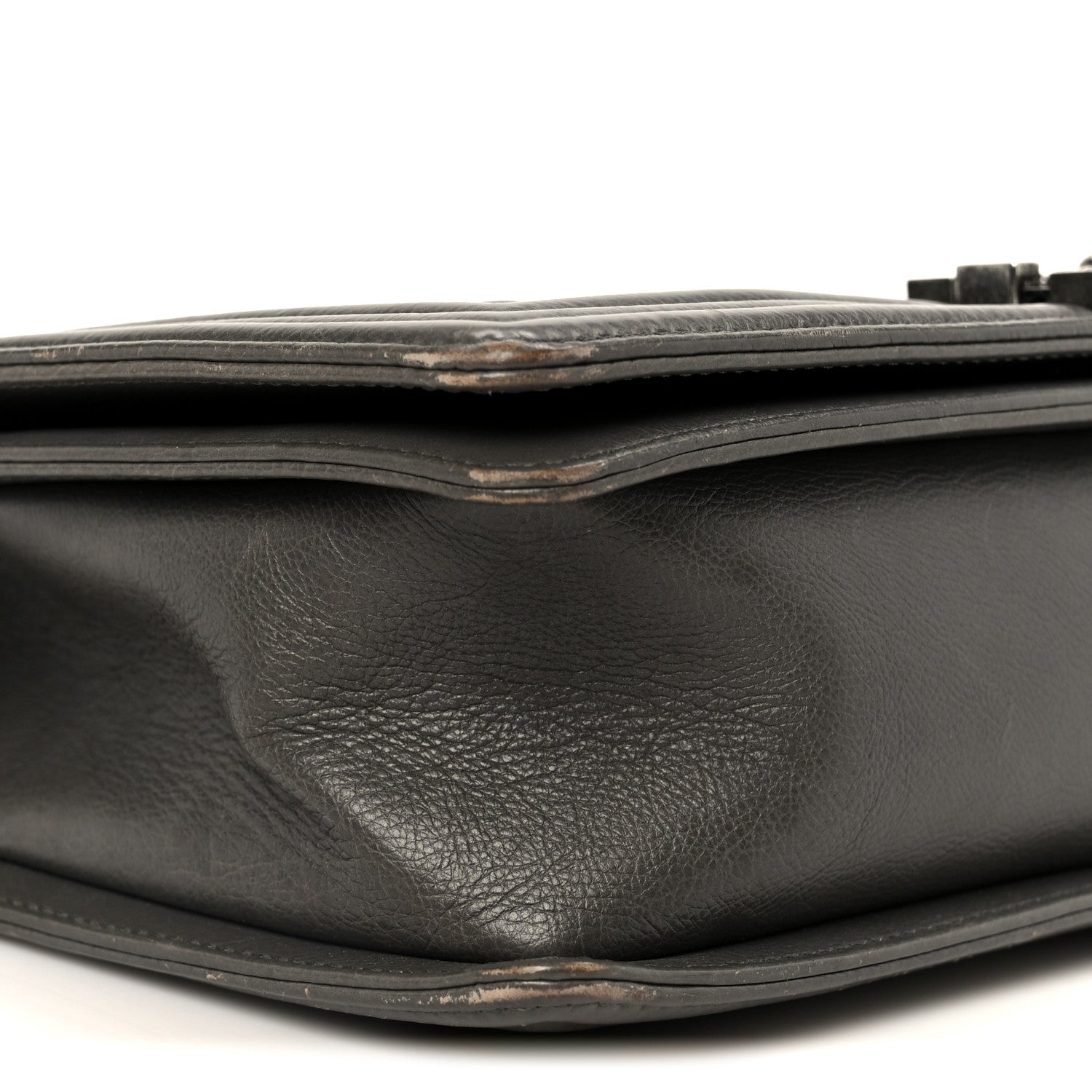 Calfskin Double Stitch New Medium Boy Flap Grey