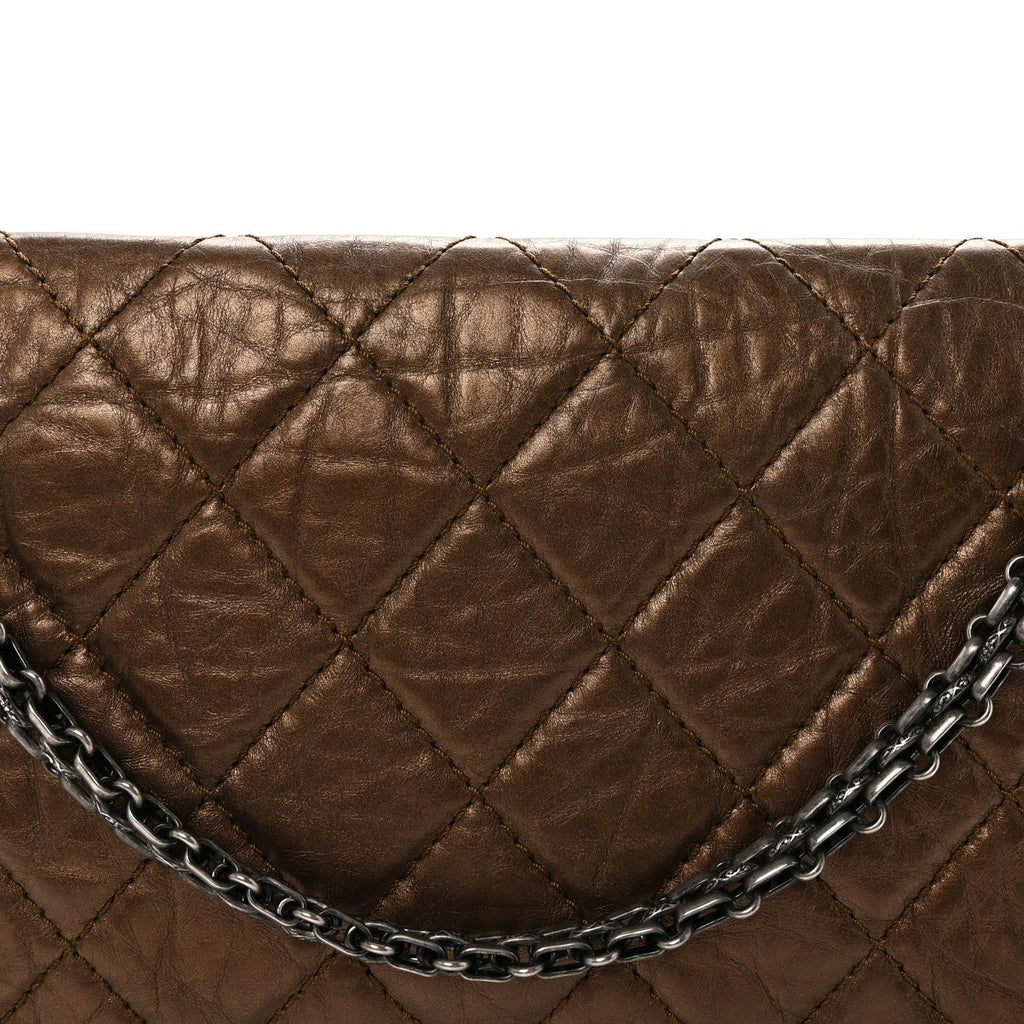 Metallic Aged Calfskin Quilted 2.55 Reissue 227 Flap Bronze