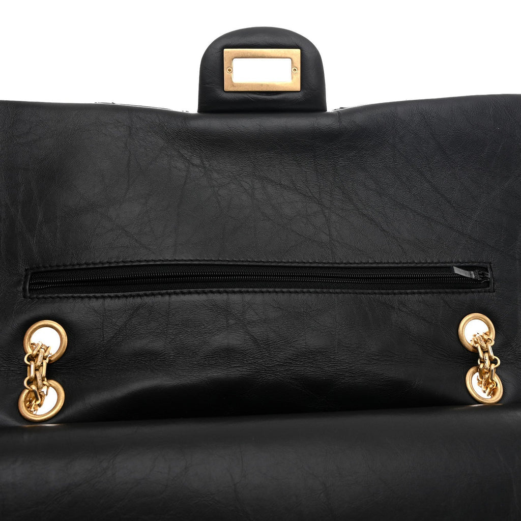 Aged Calfskin Quilted 2.55 Reissue 227 Flap Black