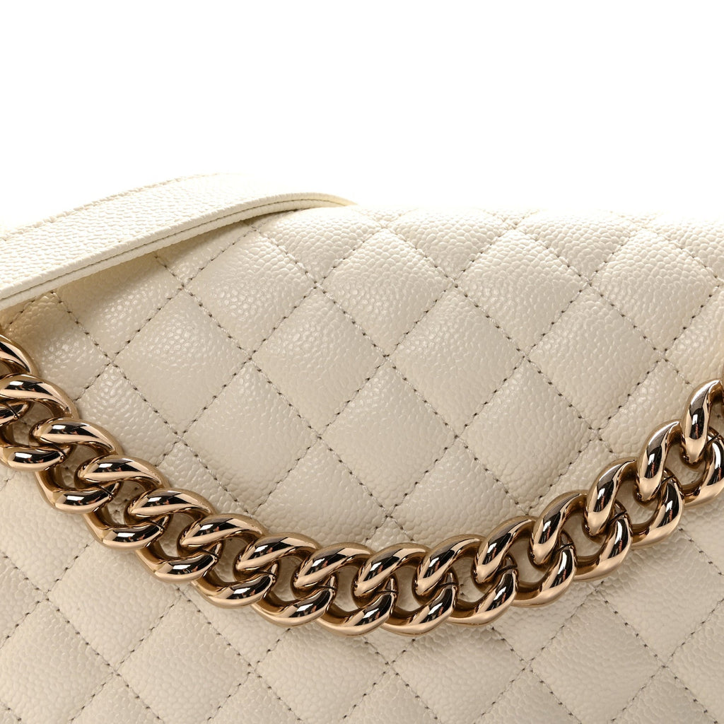 Caviar Quilted Medium Boy Flap White