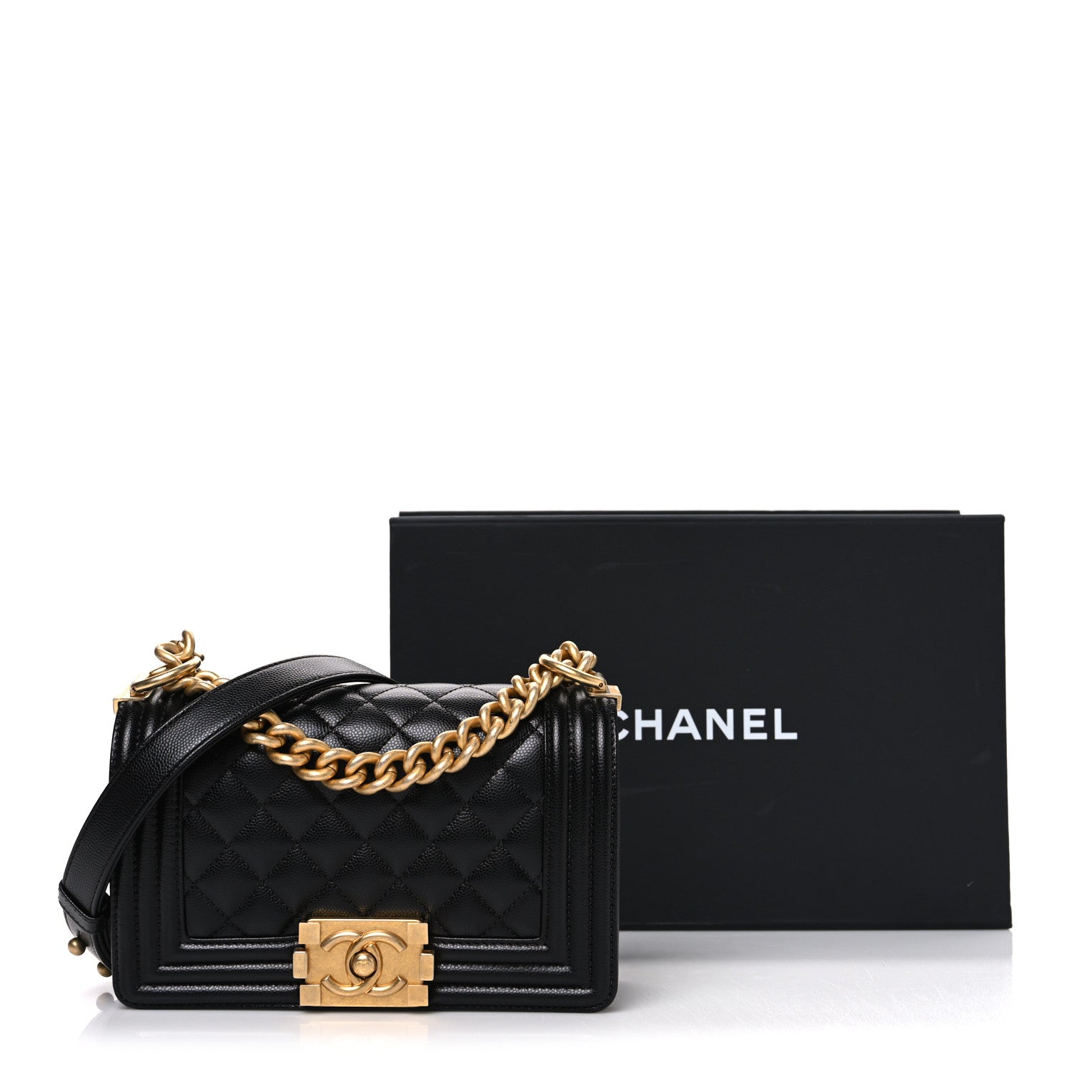 Caviar Quilted Small Boy Flap Black
