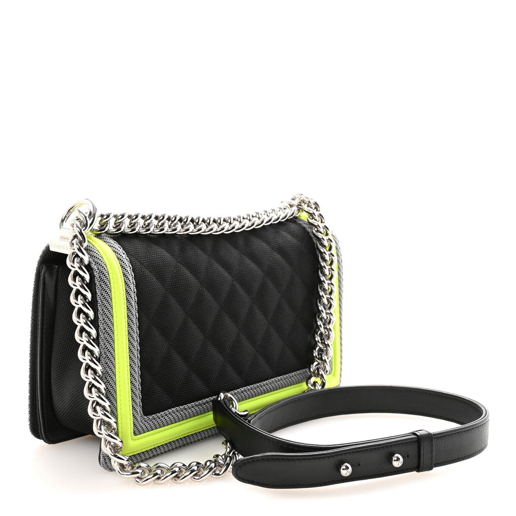 Canvas Quilted Medium Fluo Boy Flap Black Grey Yellow