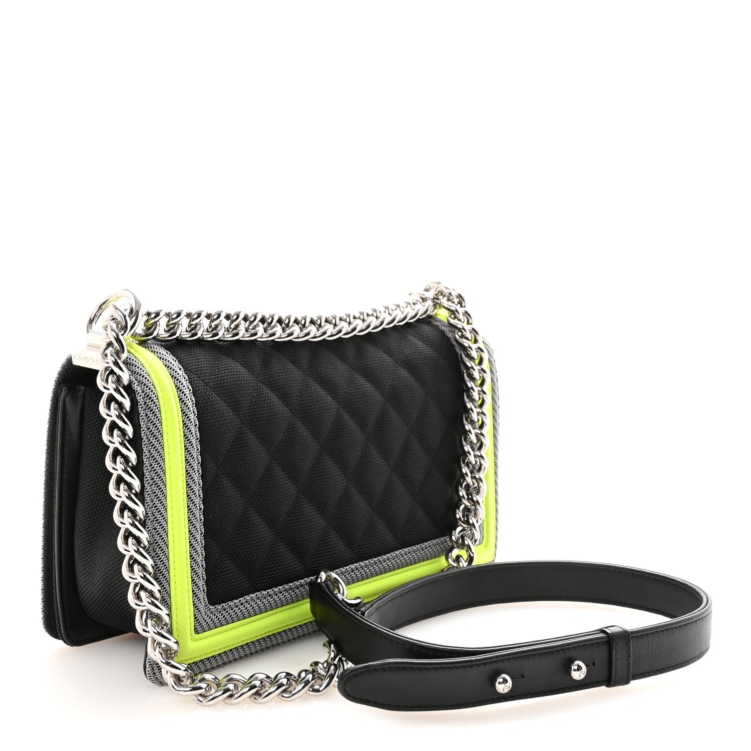 Canvas Quilted Medium Fluo Boy Flap Black Grey Yellow