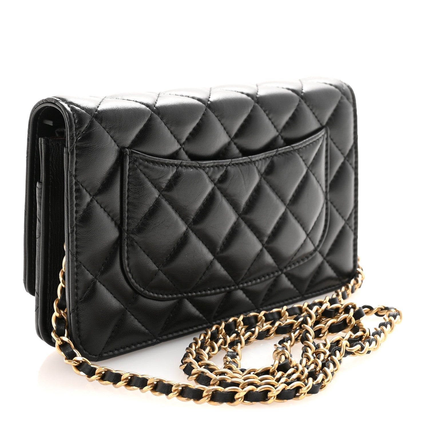 Lambskin Quilted Lucky Charms 2.55 Reissue Wallet On Chain WOC Black