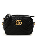 Calfskin Matelasse Mini GG Marmont Chain Shoulder Bag Black