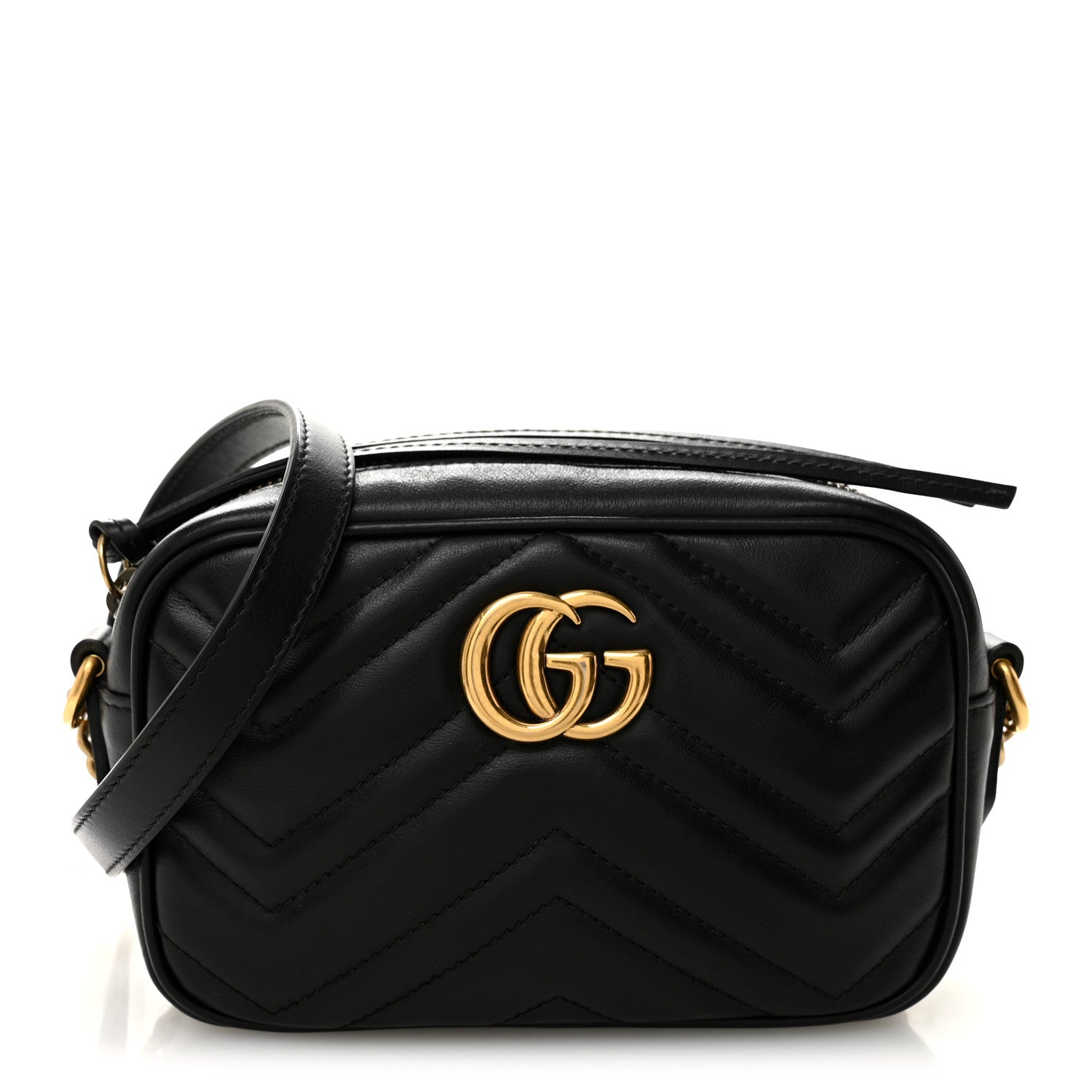 Calfskin Matelasse Mini GG Marmont Chain Shoulder Bag Black