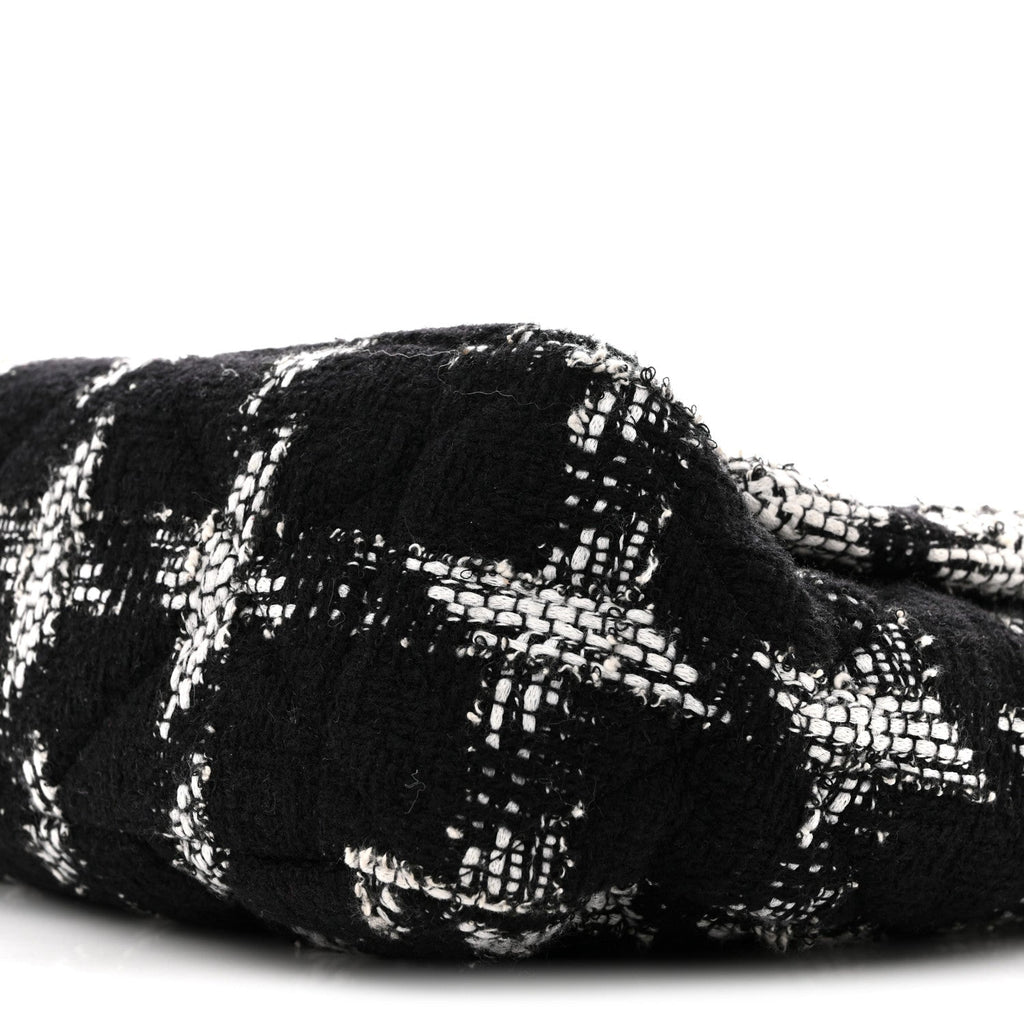 Tweed Quilted Maxi Chanel 19 Flap Black White