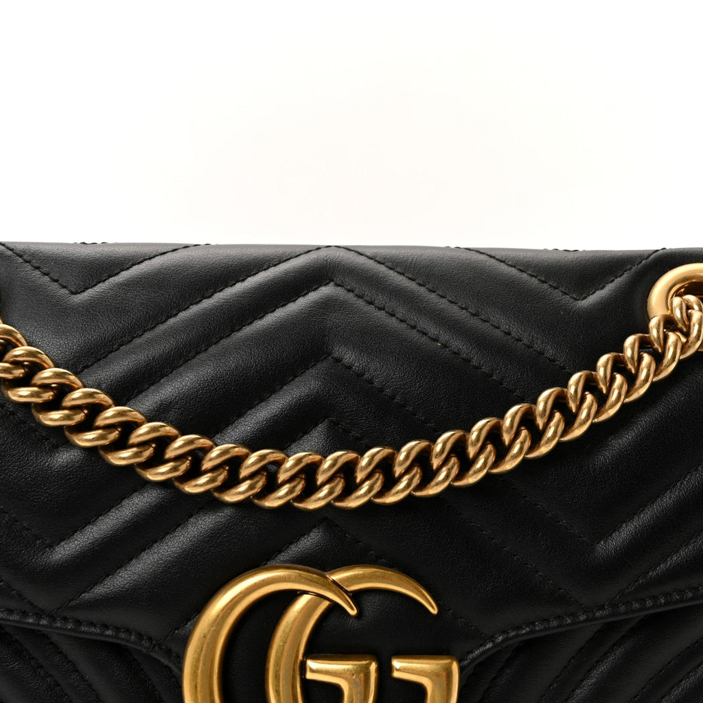 Calfskin Matelasse Small GG Marmont Shoulder Bag Black
