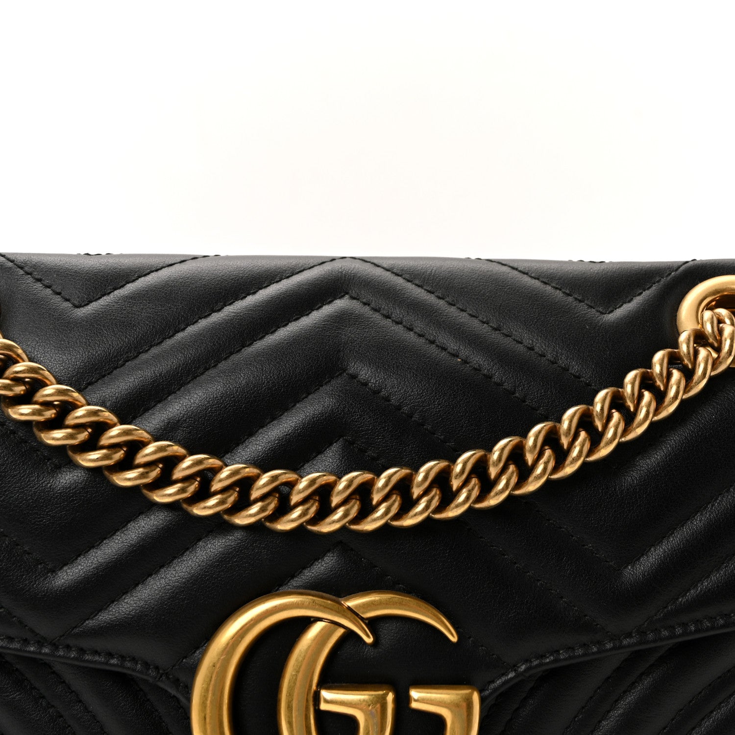 Calfskin Matelasse Small GG Marmont Shoulder Bag Black