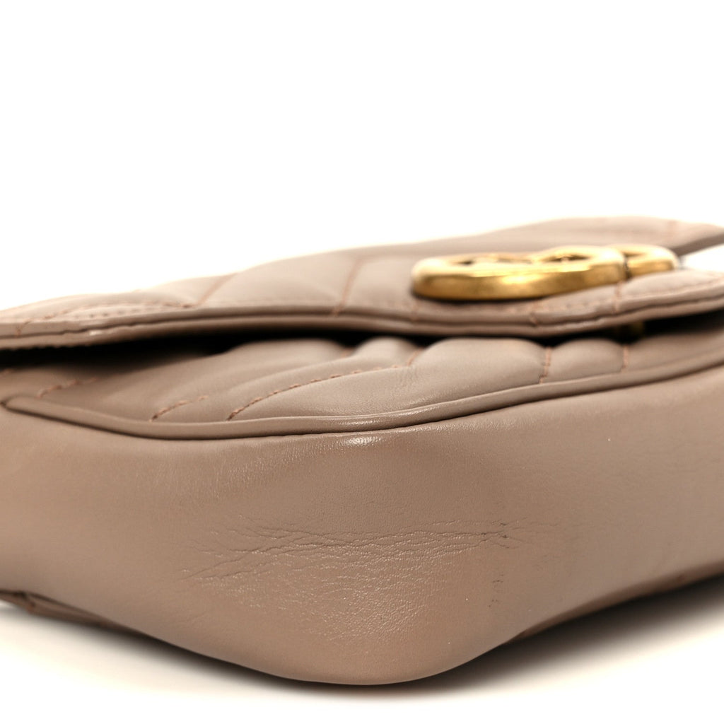 Calfskin Matelasse Super Mini GG Marmont Shoulder Bag Porcelain Rose