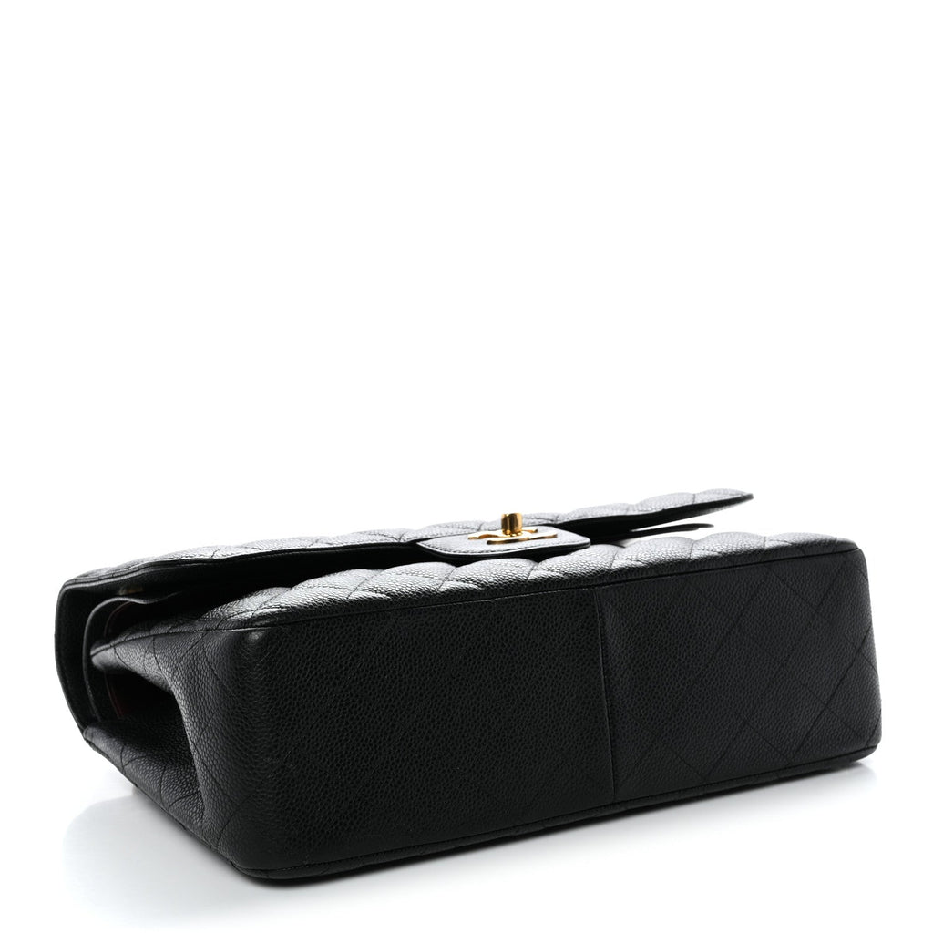 Caviar Quilted Jumbo Double Flap Black