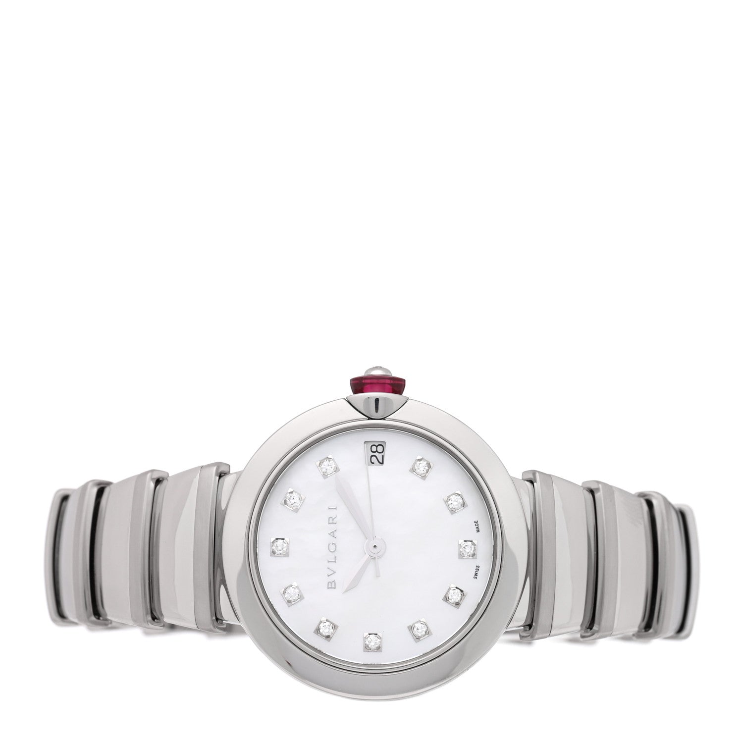 Stainless Steel Diamond Mother of Pearl 33mm Lucea Automatic Watch