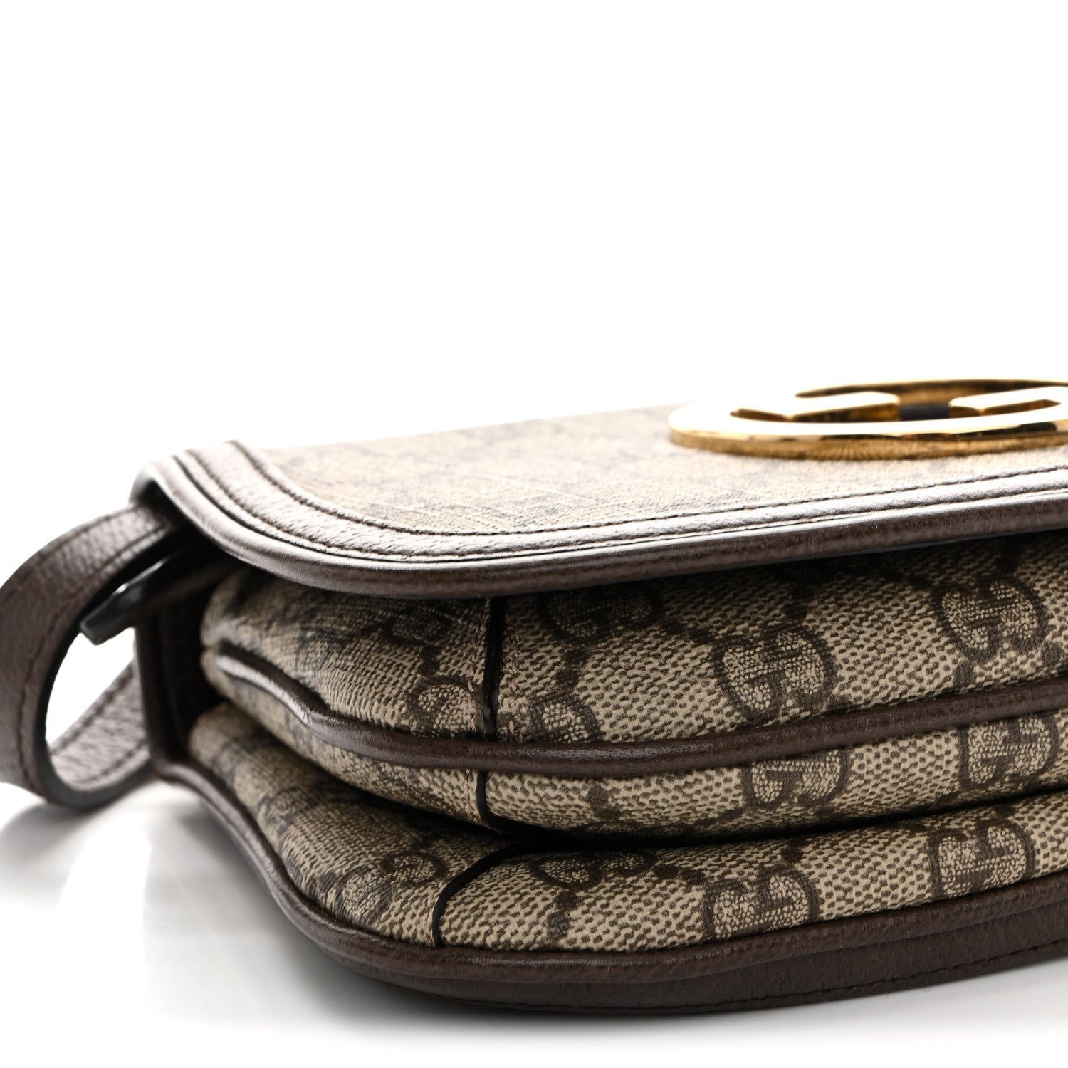 GG Supreme Monogram Textured Dollar Calfskin Mini Blondie Chain Shoulder Flap Bag Beige Ebony New Acero