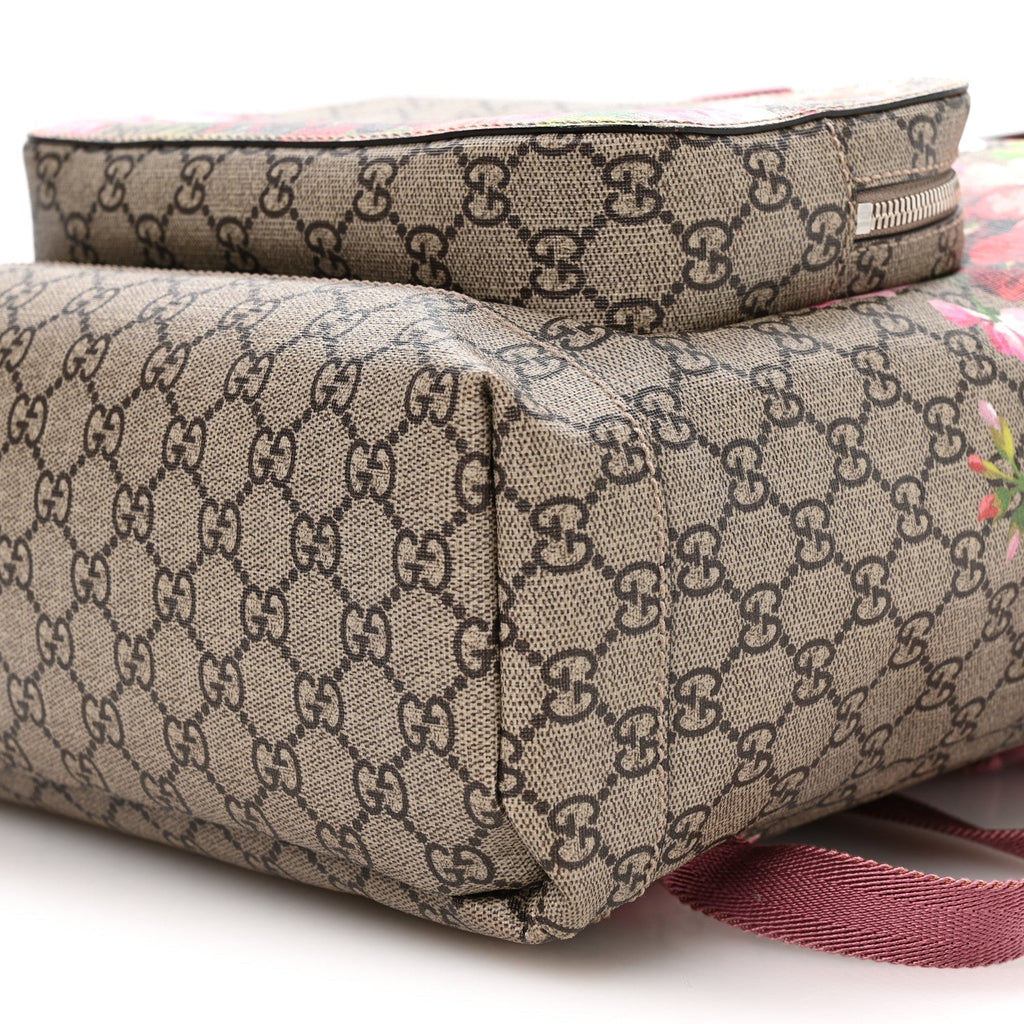 GG Supreme Monogram Blooms Medium Single Buckle Backpack Beige Multicolor Dry Rose