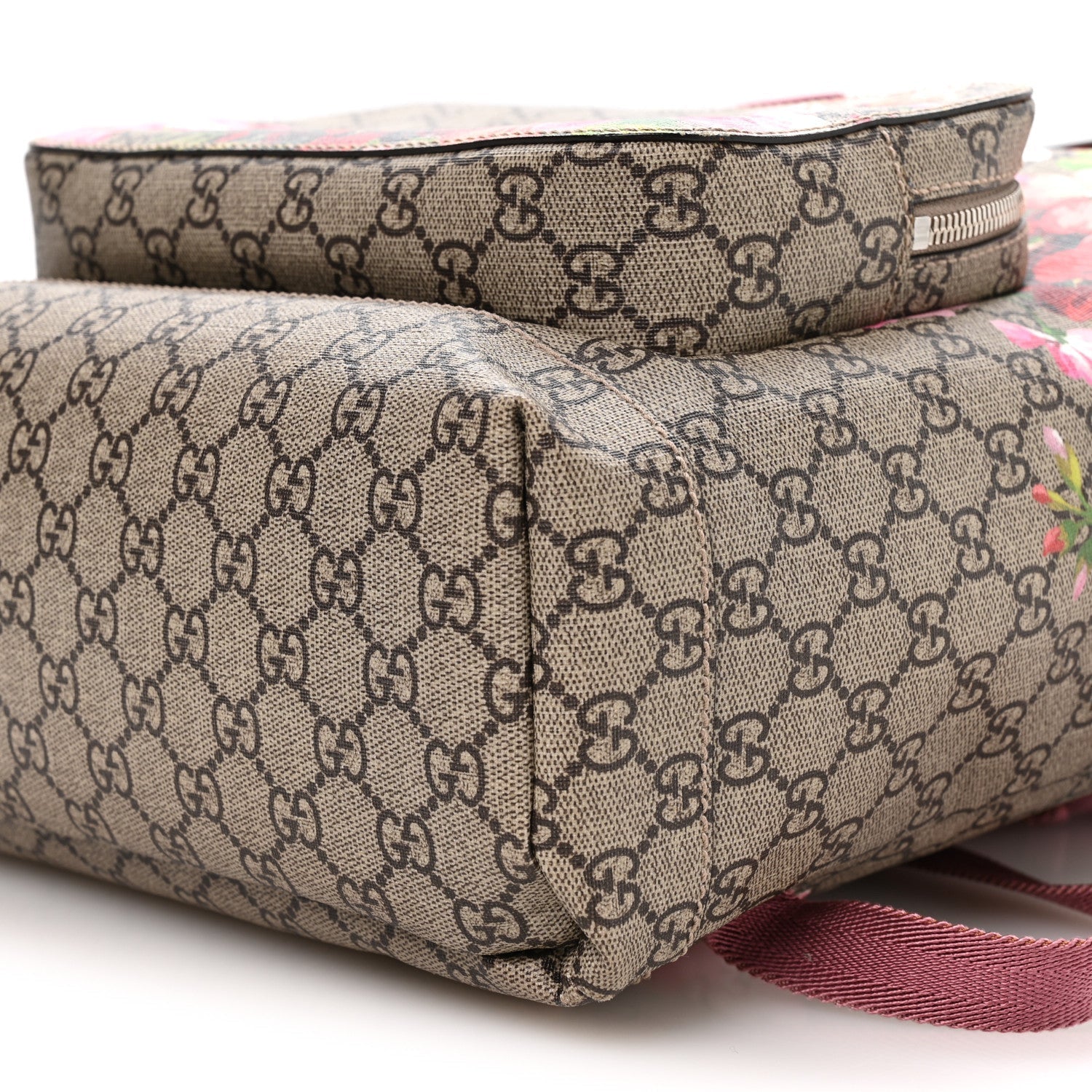 GG Supreme Monogram Blooms Medium Single Buckle Backpack Beige Multicolor Dry Rose