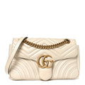 Calfskin Matelasse Small GG Marmont Shoulder Bag White