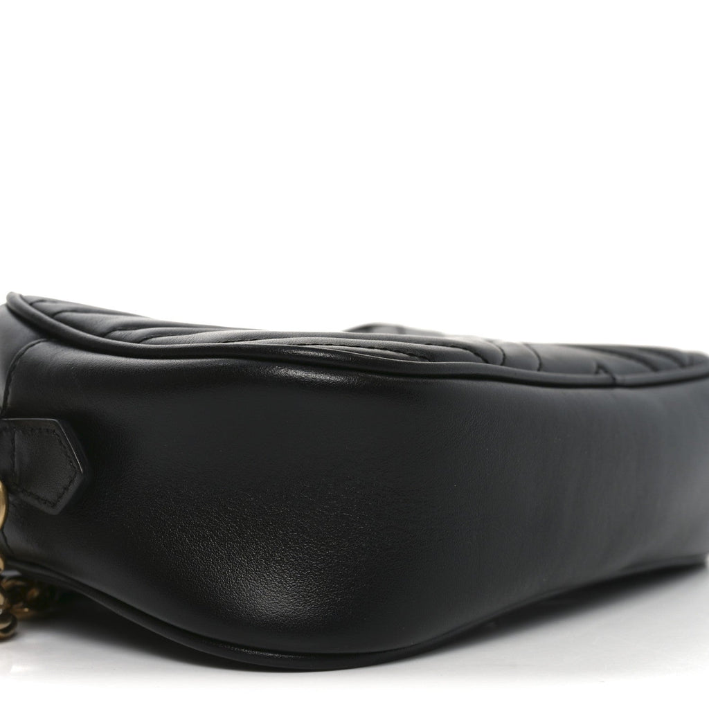 Calfskin Matelasse Small GG Marmont Chain Shoulder Bag Black