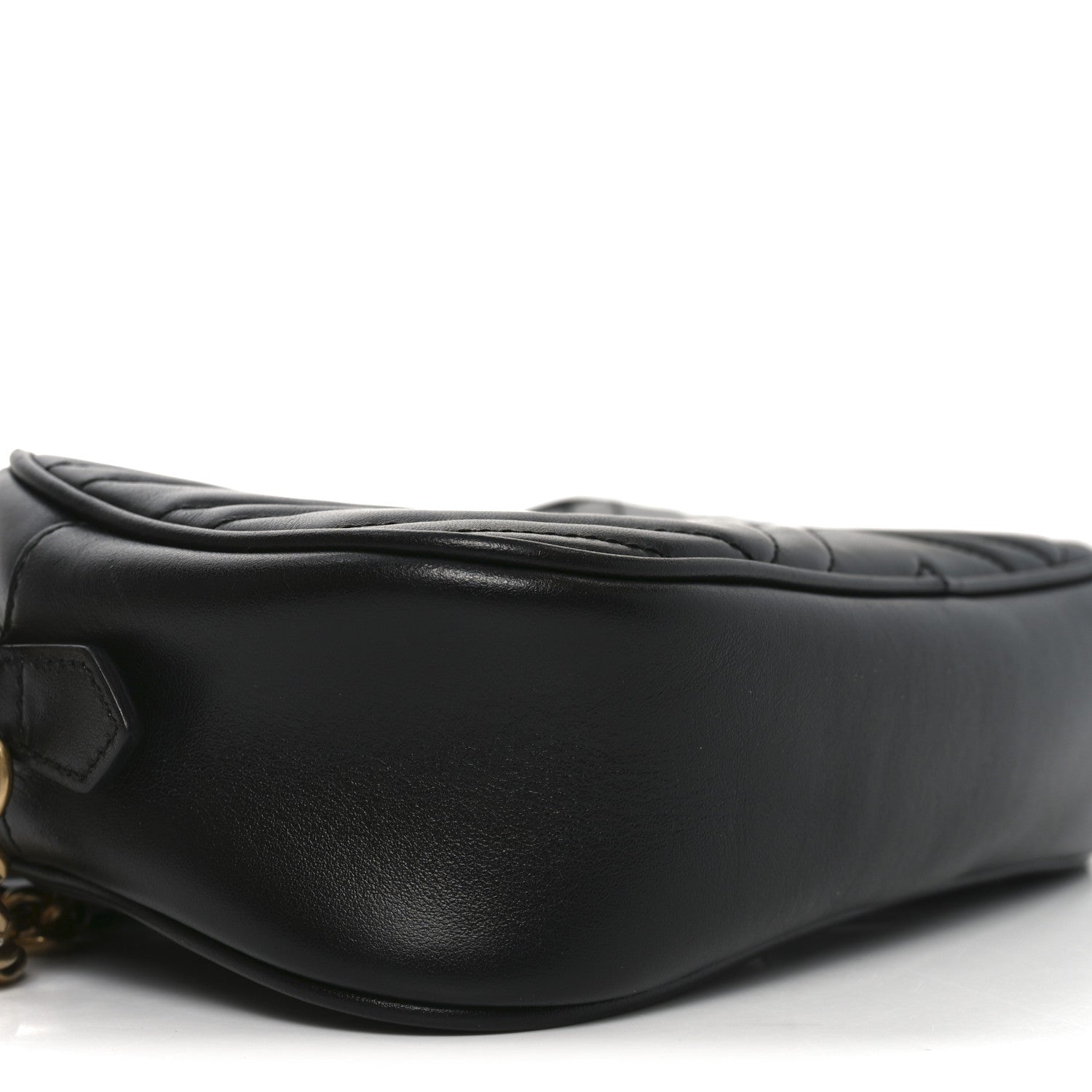 Calfskin Matelasse Small GG Marmont Chain Shoulder Bag Black