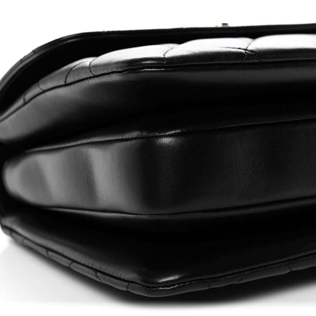 Lambskin Quilted Small Trendy CC Dual Handle Flap Bag Black