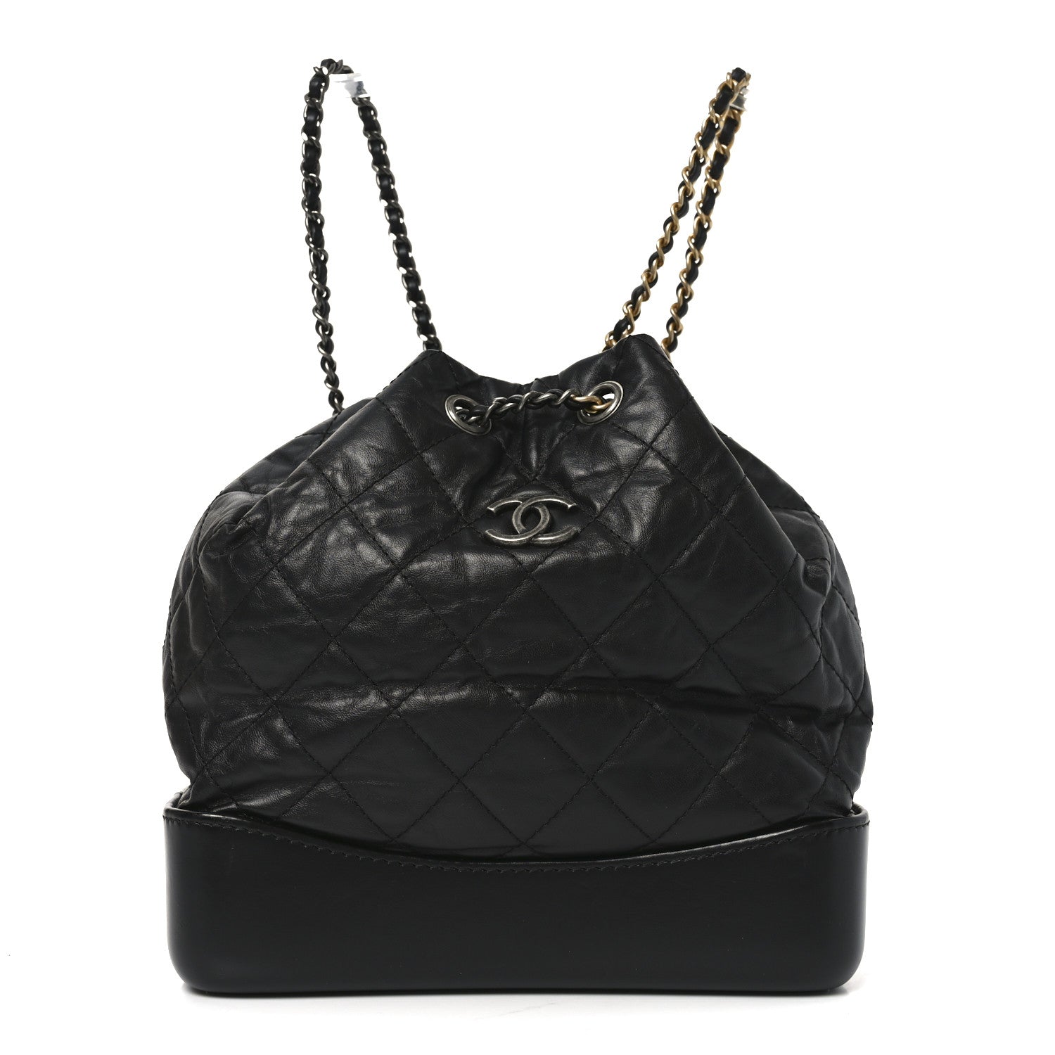 Aged Calfskin Quilted Small Gabrielle Backpack Black