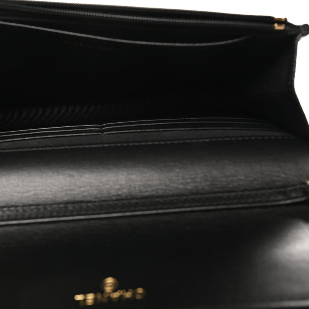 Caviar Quilted Camellia Wallet On Chain WOC Black