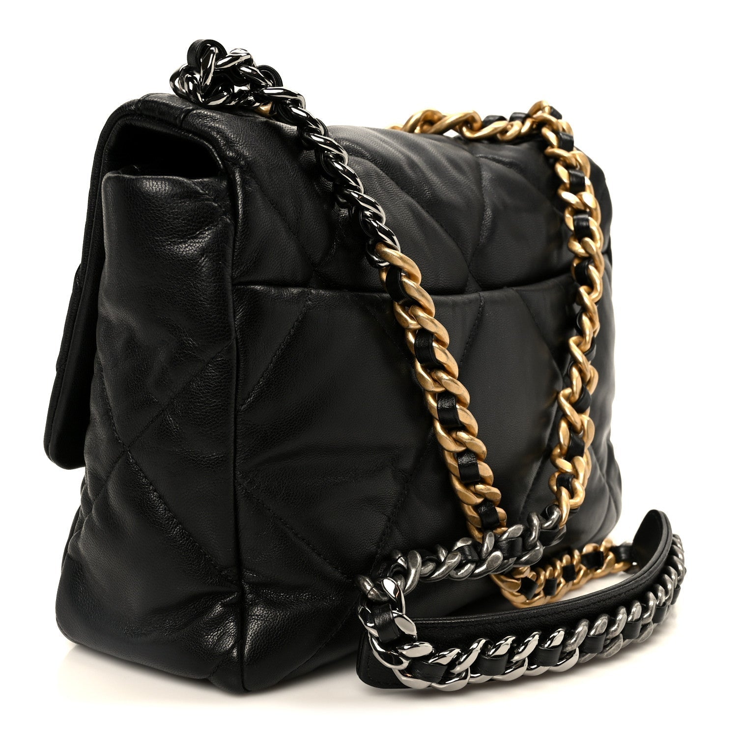 Goatskin Quilted Large Chanel 19 Flap Black