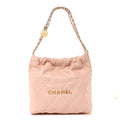 Shiny Calfskin Quilted Small Chanel 22 Light Pink