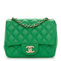 Lambskin Quilted Mini Square Flap Green