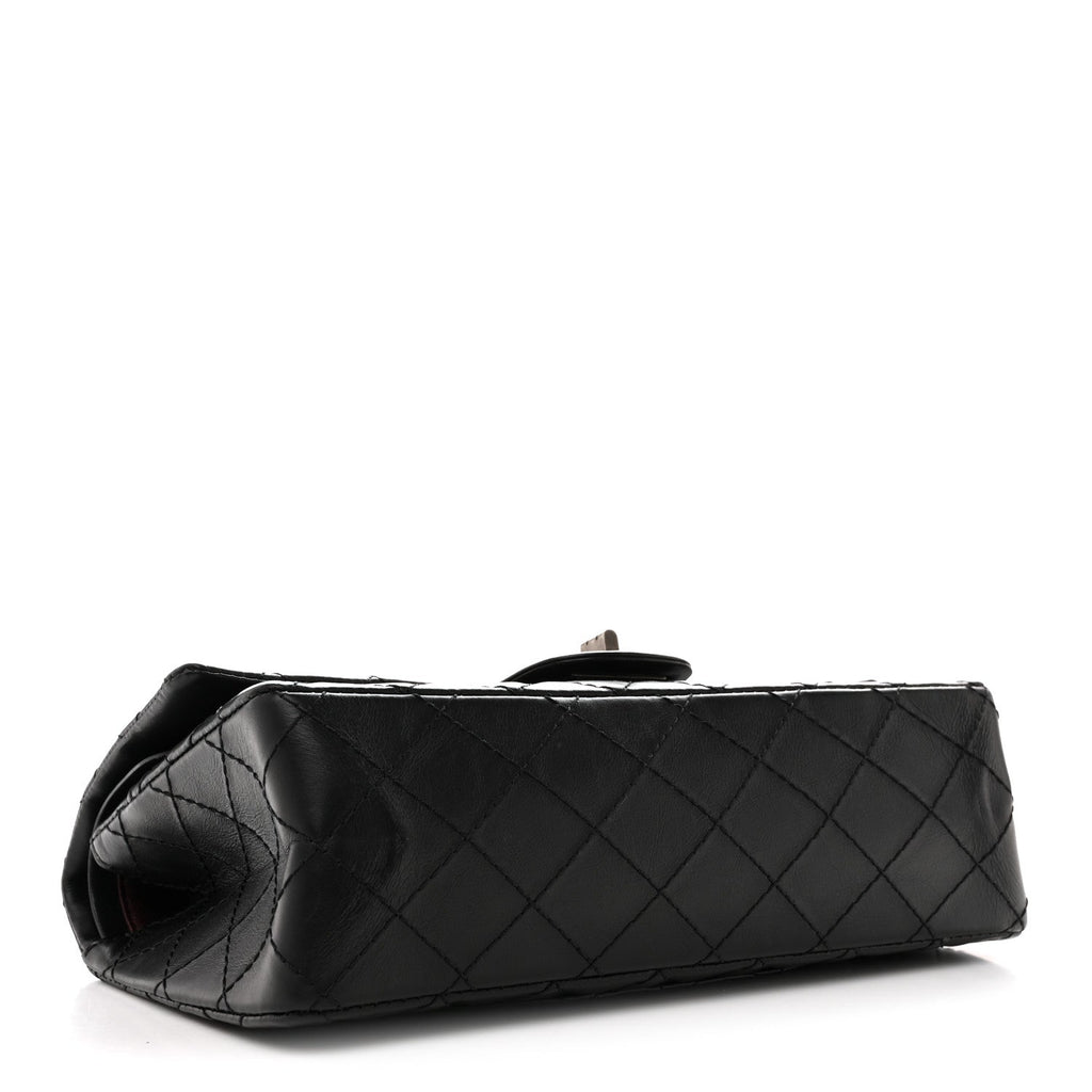 Aged Calfskin Quilted 2.55 Reissue 225 Flap  Black