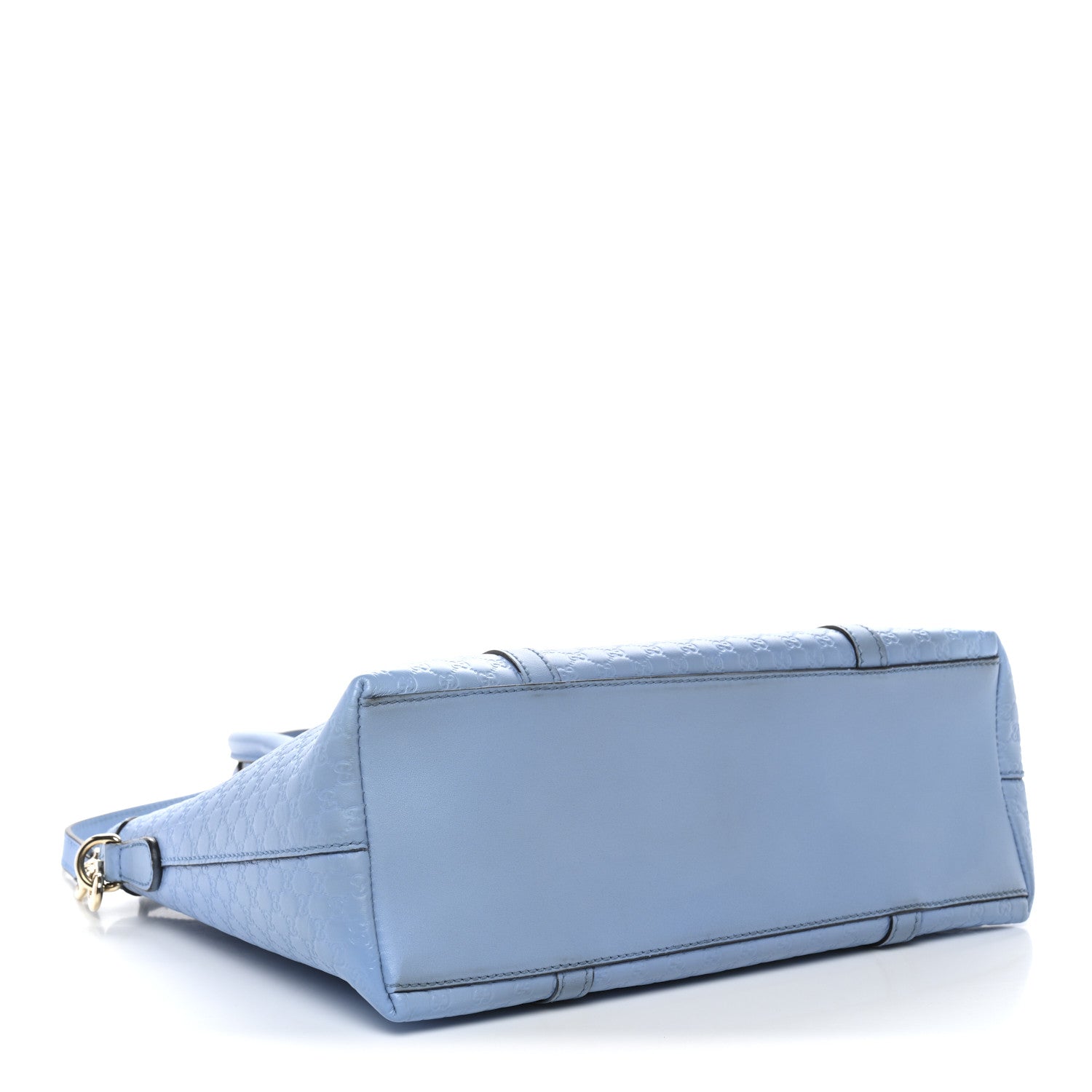 Soft Microguccissima Small Zippered Satchel Light Blue