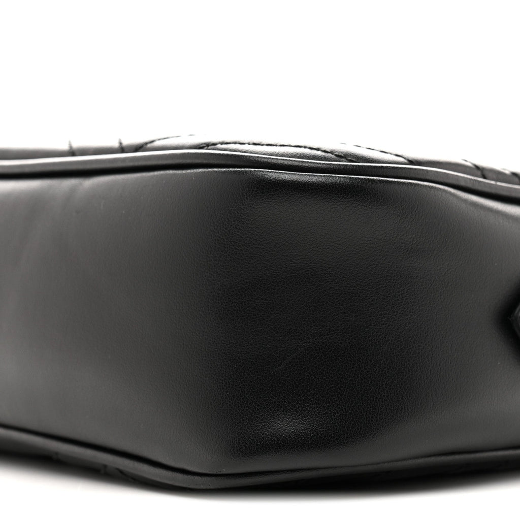 Calfskin Matelasse Monochrome Small GG Marmont Chain Shoulder Bag Black