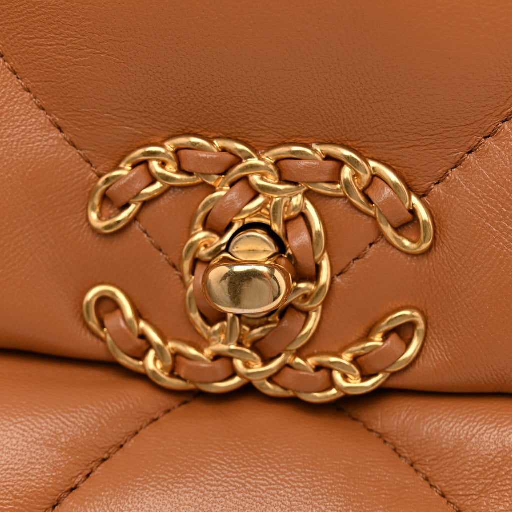 Lambskin Quilted Medium Chanel 19 Flap Brown