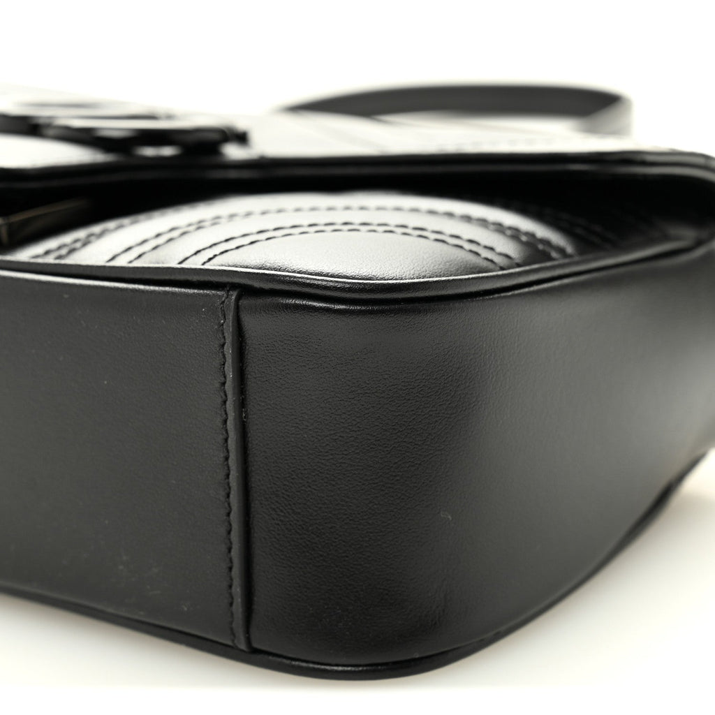 Calfskin Matelasse Monochrome Mini GG Marmont Shoulder Bag Black