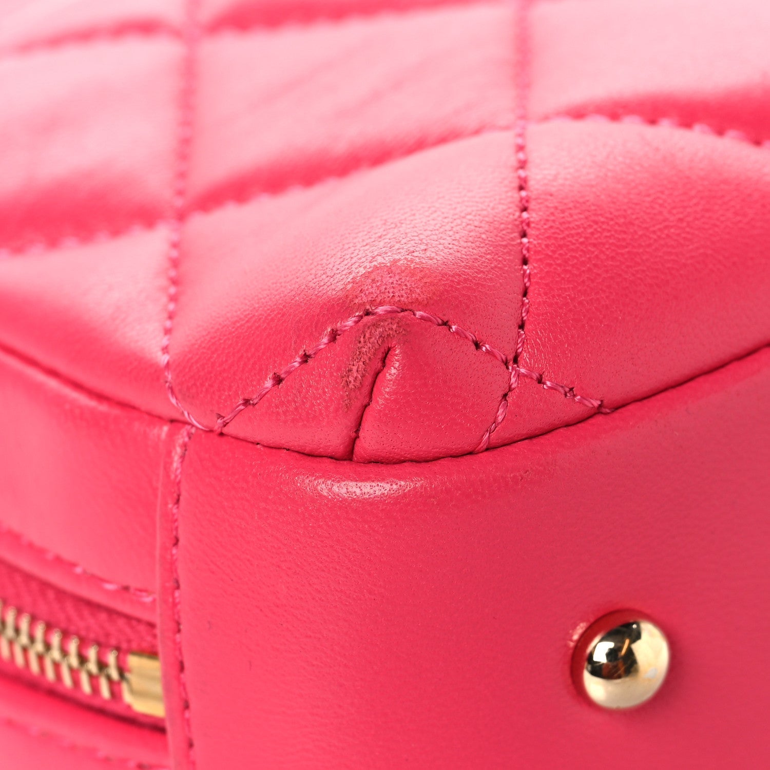 Lambskin Quilted Small Trendy CC Bowling Bag Pink