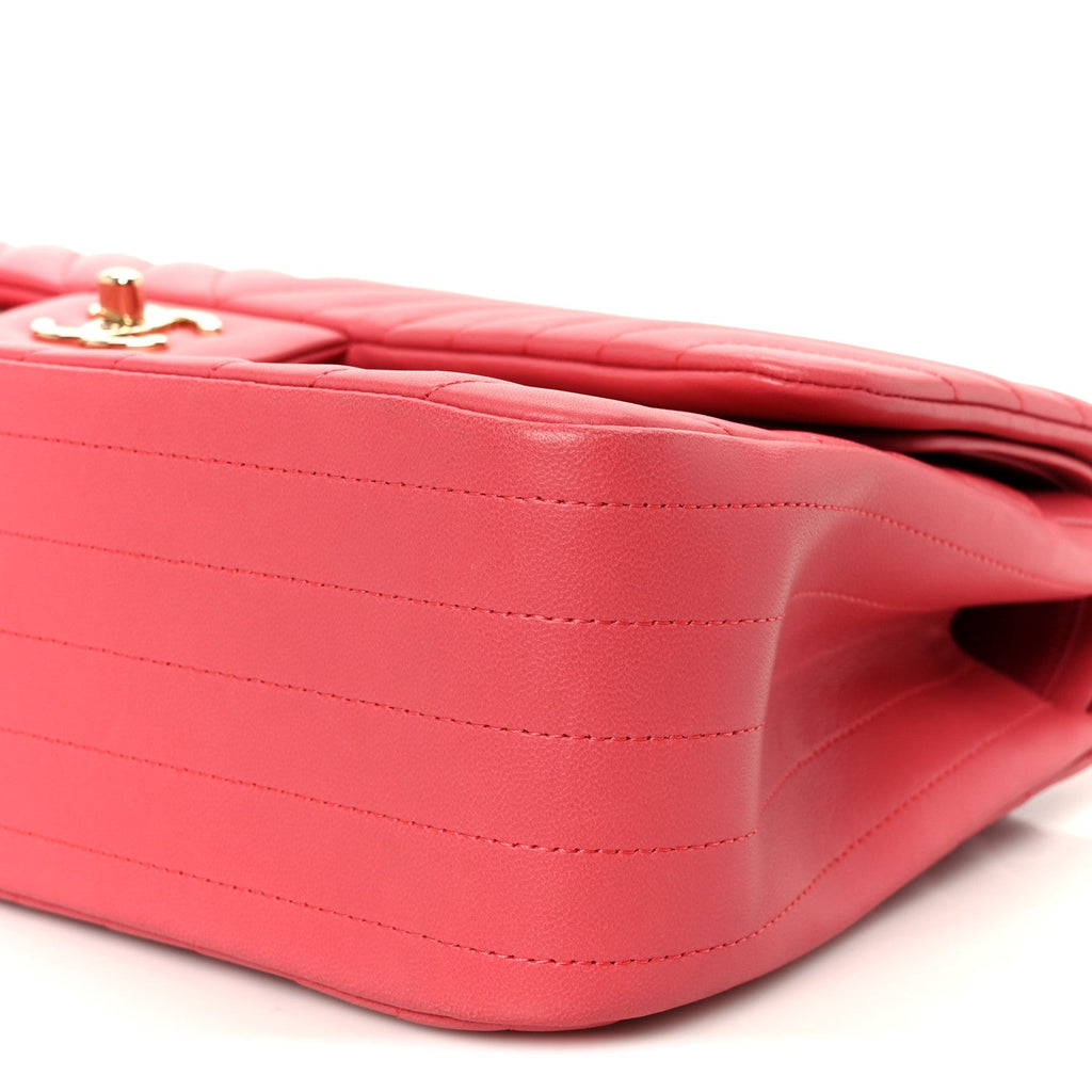 Lambskin Chevron Quilted Jumbo Double Flap Pink