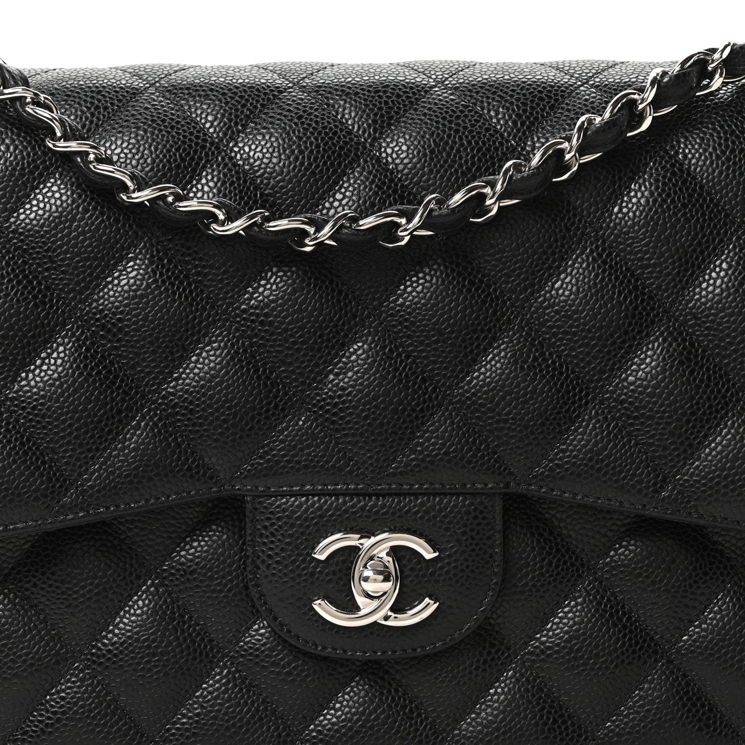 Caviar Quilted Jumbo Double Flap Black