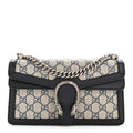 GG Supreme Monogram Textured Dollar Calfskin Small Rectangular Dionysus Shoulder Bag Beige Blue