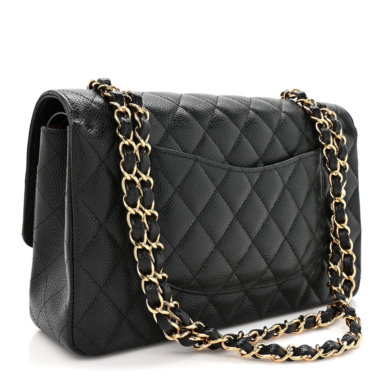 Caviar Quilted Medium Double Flap Black