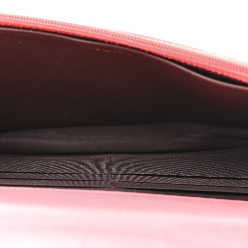 Lambskin Quilted Trendy CC Wallet On Chain WOC Bright Pink